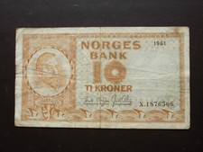 NORWEGEN (NORWAY/NORGES) . 10 KRONER (1961) P.-31c