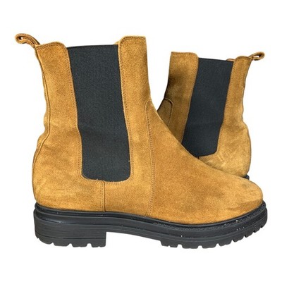 Sezane Chelsea Boots Größe UK9 Damen hellbraun Lena Wildleder klobige Stollen Plateau