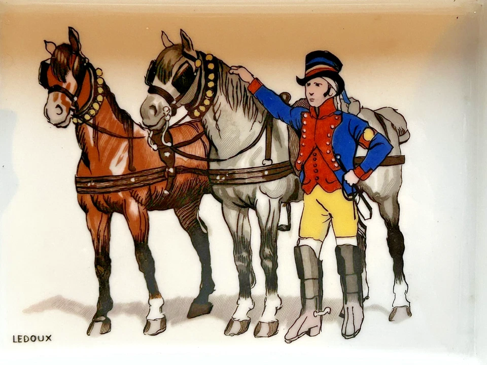 Hermes Paris Aschenbecher Kutscher/Perdemotiv Porzellan Tablett Zigarre - Bild 2 von 4