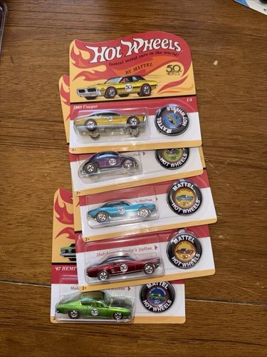 Hot Wheels 50th Anniversary Redline Complete set of 5 with Buttons 2018