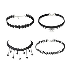4pcs Women Lace Chocker Necklace with Extended Chain Chocker Necklace