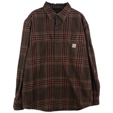 Used Carhartt Loose Fit Long Sleeve Flannel Check Shirt Men's Size Medium