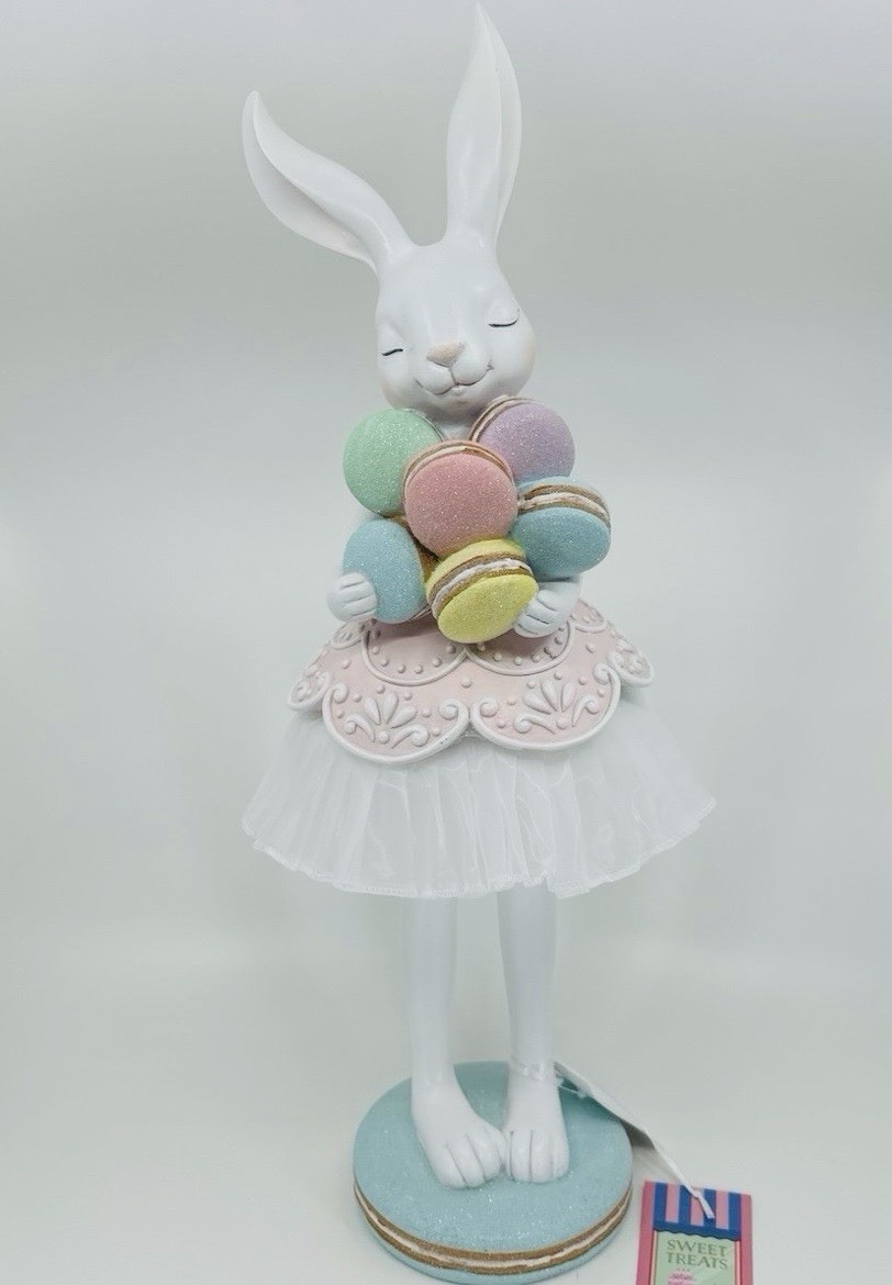 🐰NWT Sweet Treats White Bunny Pastel Macaroon Decorative Figure