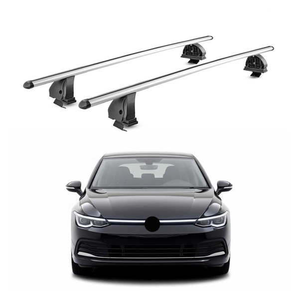 Alu DachträGer FüR VW Golf Mk8 SchräGheck Kombi 2019-2026 TÜV T-Nut 2Tlg Silber-image