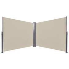 Outsunny Retractable Double Side Awning Screen Fence Privacy Beige, 6x1.6m