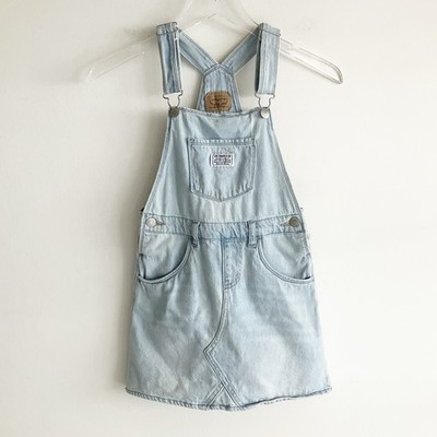 Levi's Skirtall 7 Light Wash Denim Jumper Overall Dress Pockets Blue Jean