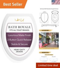 Heavy Duty Soft Close Toilet Seat Elongated Scratch Resistant White Bathroom