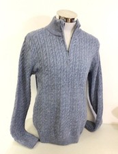H M Sweater 1/4 Zip Blue Wool Blend Youth 20 New