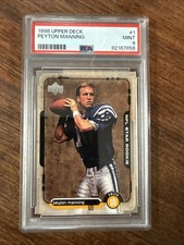 PEYTON MANNING 1998 Upper Deck Rookie RC Card #1 Graded PSA 9 Mint! Colts HOF. rookie card picture