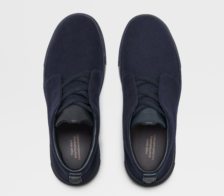 NIB Zegna Triple Stitch WOOL Sneakers navy 8 US | eBay