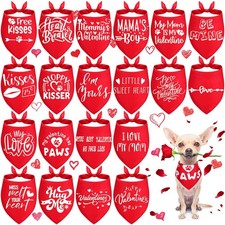 20 Pcs Valentine's Day Dog Bandanas Bulk Pet Bandanas Bibs Red Heart Love Val...