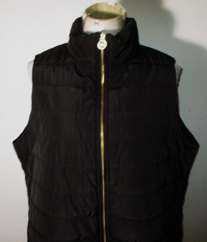 Chaleco aislante con cremallera completa negro MICHARL KORS para mujer talla 1X Foto 2 de 4