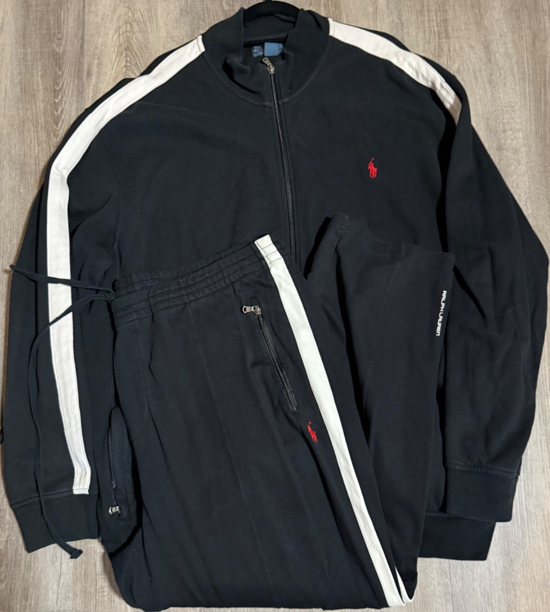 Polo Ralph Lauren MEN'S TRACKSUIT BLACK/WHITE SZ 3XLT USED (JACKET