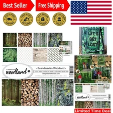 REMBC Scandinavian Woodland Scrapbook Collection Kit - 12x12 Multi Color Palette