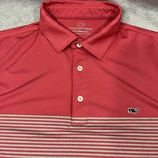 Vineyard Vines Performance Polo Shirt Mens Large Pink White Whale Golf