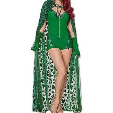 DC Spirit Poison Ivy Green Hooded Cape Iridescent Sheer Cosplay Costume OS Long