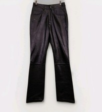 Vintage Wilsons Maxima Black Leather Pants Womens Size 6 Unhemmed 27x35