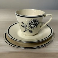 Lenox Forever Rose Tea Cup, Saucer and Bread Butter Plate 3 Pcs Set Vintage