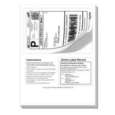 200 Click Ship Labels with Tear Off Receipt!  USA Made. Print postage at home. 