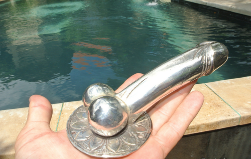 4 DOOR PULL HOOK medium 17cm heavy erect penis hand made brass 7" handle heavy - Picture 15 of 21