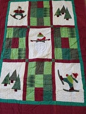 Hand Stitched Quilt Christmas throw patchwork Blanket. 52" 68"