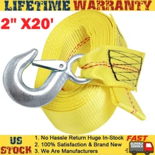 DELUXE BOAT TRAILER TOW REPLACEMENT WINCH STRAP 10000LB 2"x20' WITH SNAP HOOK