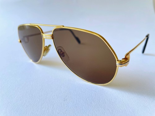 Gafas de sol vintage CARTIER VENDOME Louis LC oro 22K PEQUEÑAS 56*14 Santos Tank - Imagen 7 de 18
