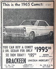 1964 newspaper ad for 1965 Mercury Comet 2 door sedan - See them Today!