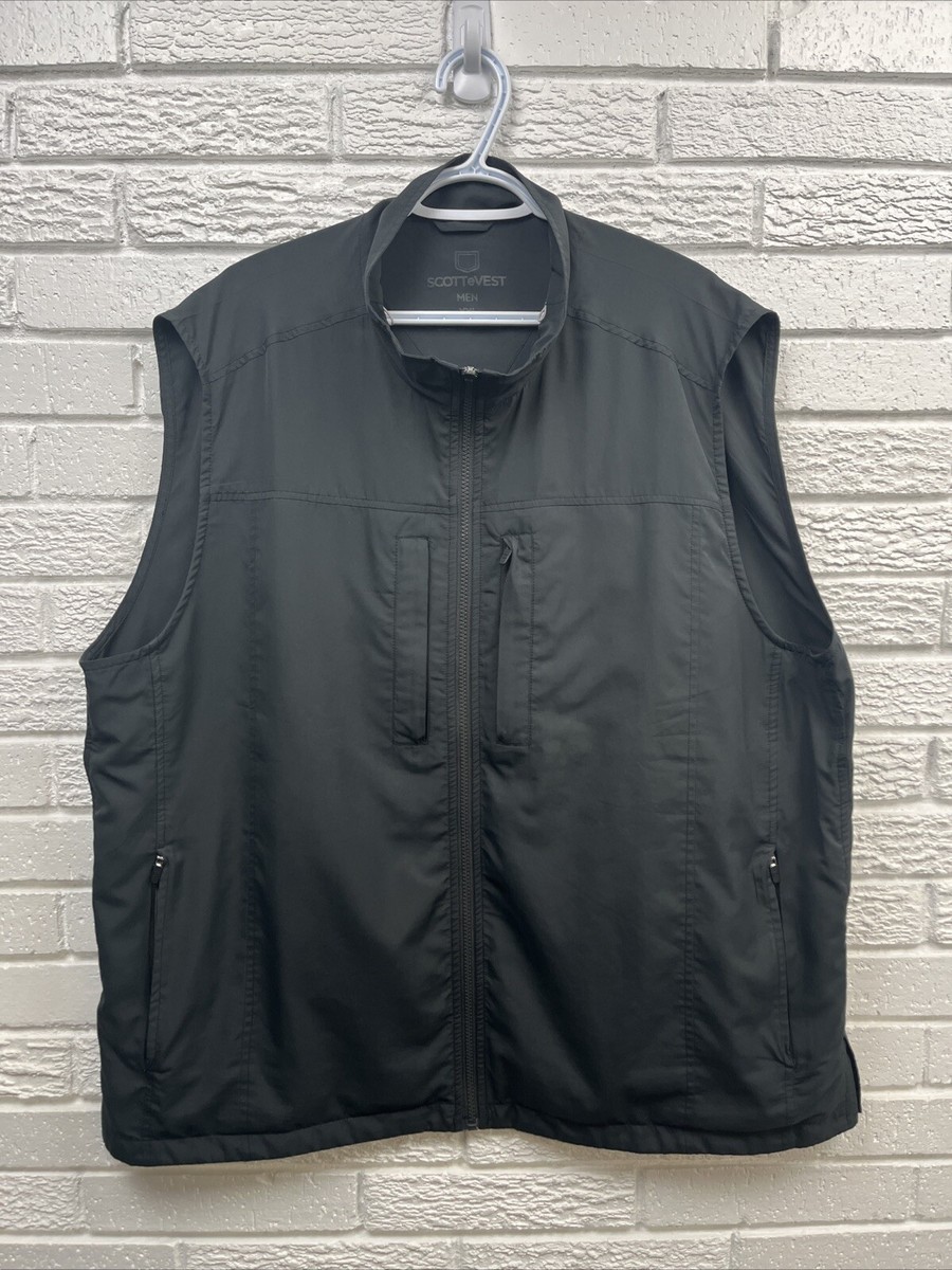 Scottevest SEV Travel Vest Full Zip Utility Pocket Black Mens 2XL