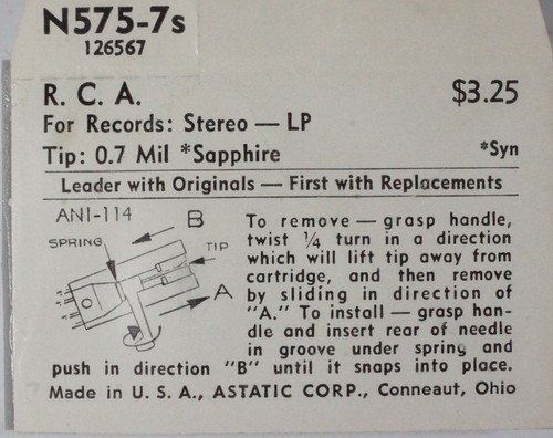 NOS Astatic N575-7s Needle for RCA 126567 126566 2916d - Picture 3 of 3