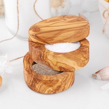 Salz-Pfeffer Behälter, Gewürzbehälter aus reinem Olivenholz, Handarbeit, 100%Bio