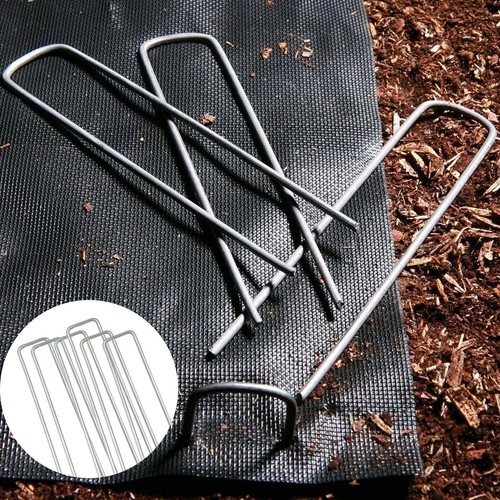 100x Galvanised U Pins Weed Control Fabric Pegs Garden Turf Securing Membrane - Picture 8 of 13