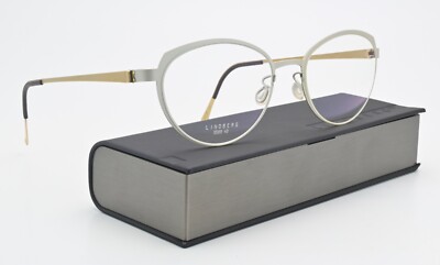 LINDBERG Brille 9589 49-16 135 Col PGT Strip Titanium Pearl Grau Polished Gold
