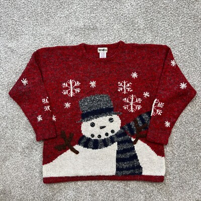 Winona Christmas Sweater Womens XL Red Wool Ramie Blend Holiday Patriotic  Flag