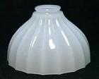 VINTAGE RIBBED SCALLOPED MILK GLASS LIGHT / LAMP SHADE 2 1/4 FITTER  4 3/4 DEEP