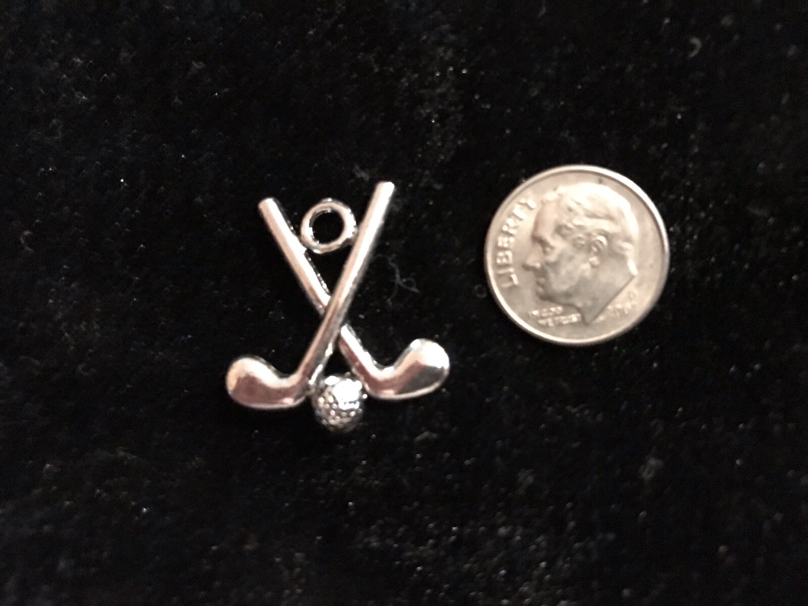 Golf Clubs and Ball antique silver Charm Pendant - Necklace Charm