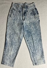 Vintage 80s 90s Stefano Acid Wash High Waist Skinny Jeans Sz 12 28x23 Hemmed
