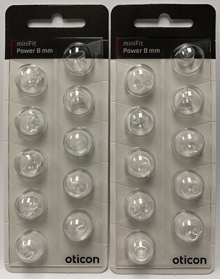 2 Packs Oticon miniFit 8mm Power Domes For Hearing Aids. 20 Domes Total.