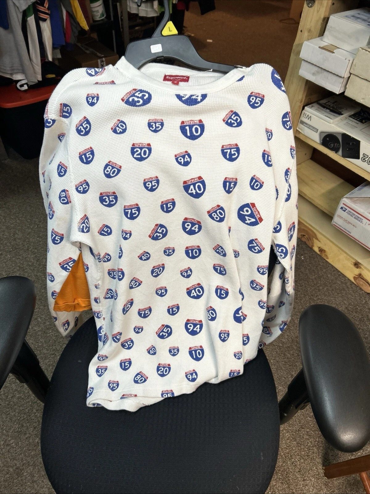 Gaufre thermique « naturelle » homme Supreme Interstate coton neuf avec étiquette taille M