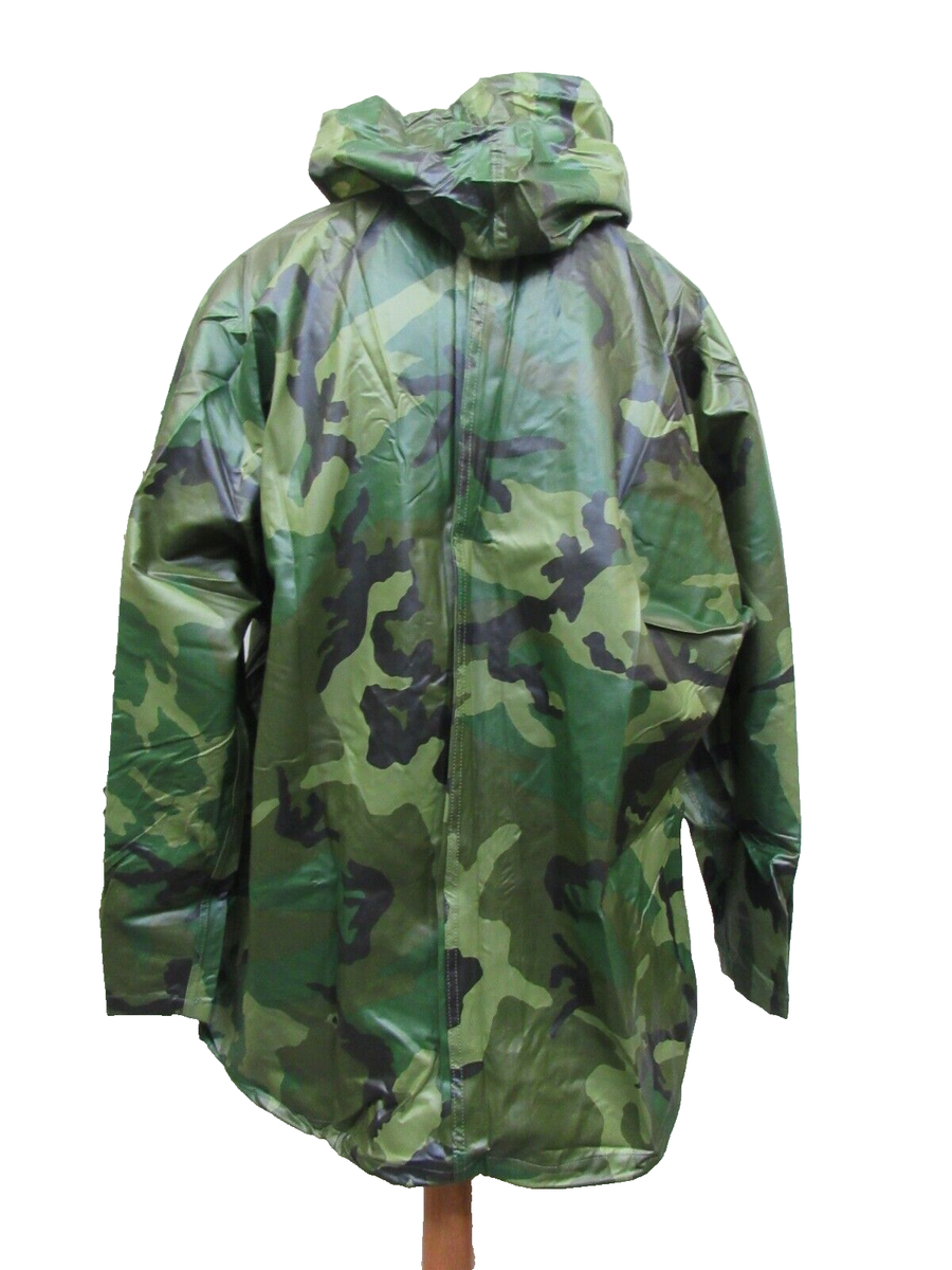 US Woodland Camo Wet Weather BDU Parka Old Style Rainsuit Coat