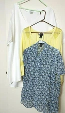 LOT OF 4 WOMENS TOP 22/24 SPEIGEL LANE BRYANT WHITE LINEN CHIFFON CRINKLE FABRIC