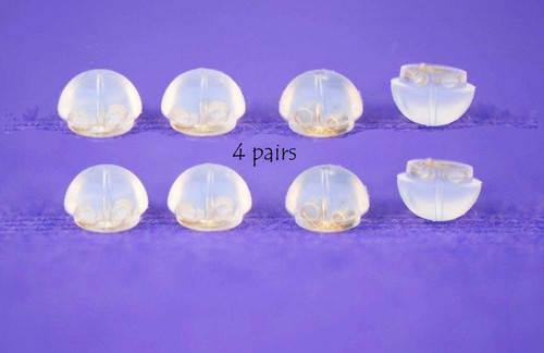 .925 Sterling Silver Jelly Silicon Back Earring by 4 Pairs!!! - Picture 2 of 2