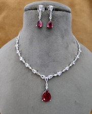 Indian jewellery set American diamonds CZ wedding necklace earrings Bollywood 