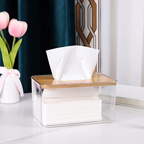 Acrylic Tissue Box, Acrylic Dryer Sheet Holder for Laundry Room, 1 Transparent - Imagen 4 de 7