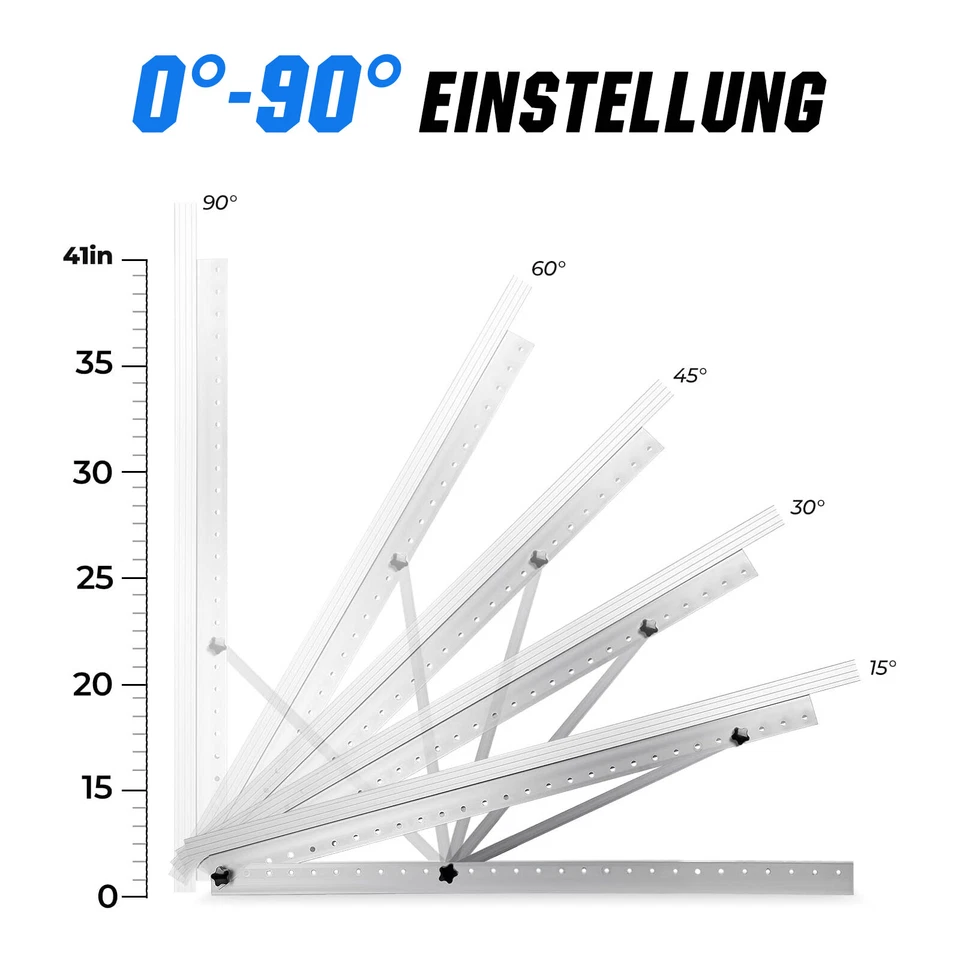 PV Halterung 114cm 118cm Solarpanel Solarmodul 0°-90° Aufständerung PV Flachdach - Bild 2 von 4