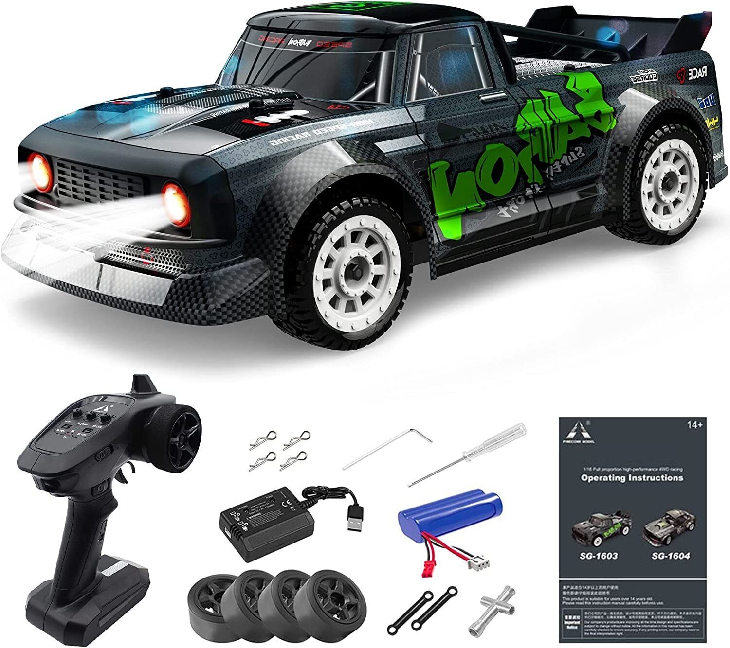 RC Car High Speed 30 Mph 1/24 2.4G 4WD Drift Racing Toy