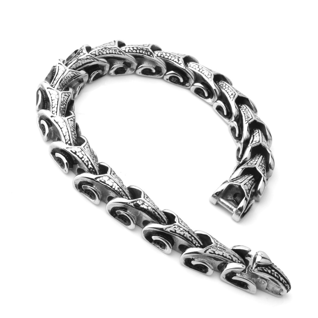 Fashion Heavy Stainless Steel Silver Snake Link Chain Mens Bracelet