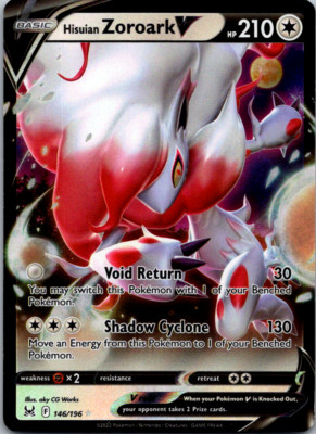 Hisuian Zoroark V 146/196 Lost Origin Ultra Rare Holo Pokemon TCG Card NEAR MINT