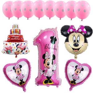 13pcs Lot Mickey Minnie Mouse Foil Balloons 1st Birthday Party