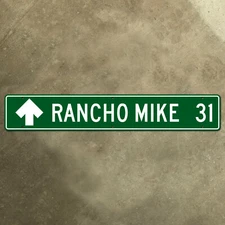 Mexico highway road guide sign Rancho Mike 31 Baja California norte 32 x 5 1986